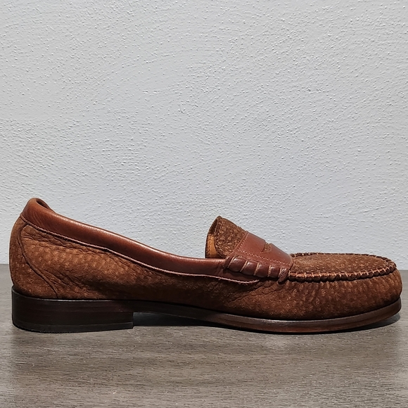 CARTIERANDRE Penny Loafers Mens Size 44 Brown Ostrich Leather Made In Argentina - Picture 7 of 14